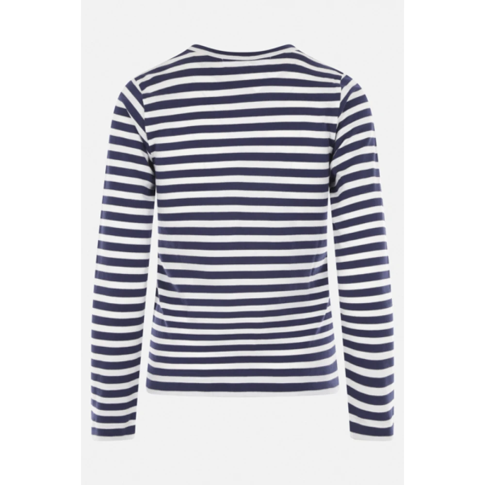 Comme des Garçons Play Blauw Gestreept Lange Mouw Hart Logo T-shirt Multicolor Dames