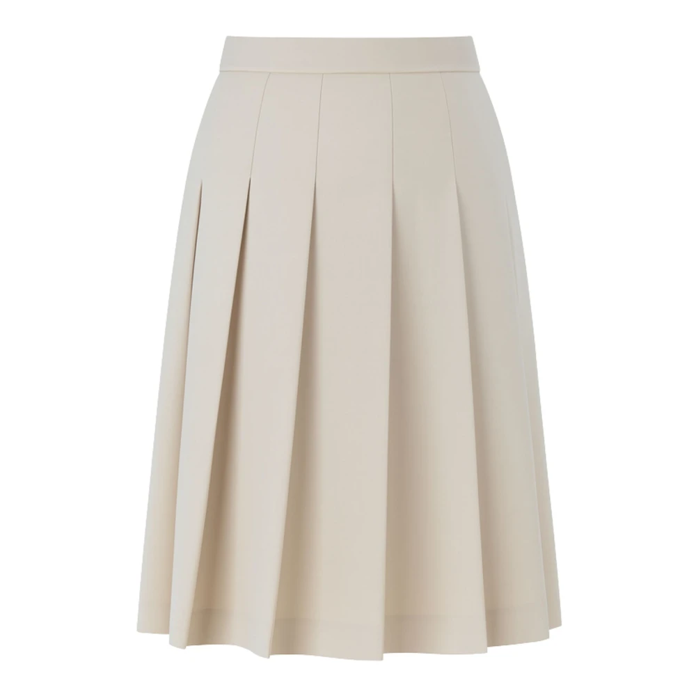 Max Mara Studio Gray Midi Skirts, Female, S, Gimmy Pleated Wool Skirt