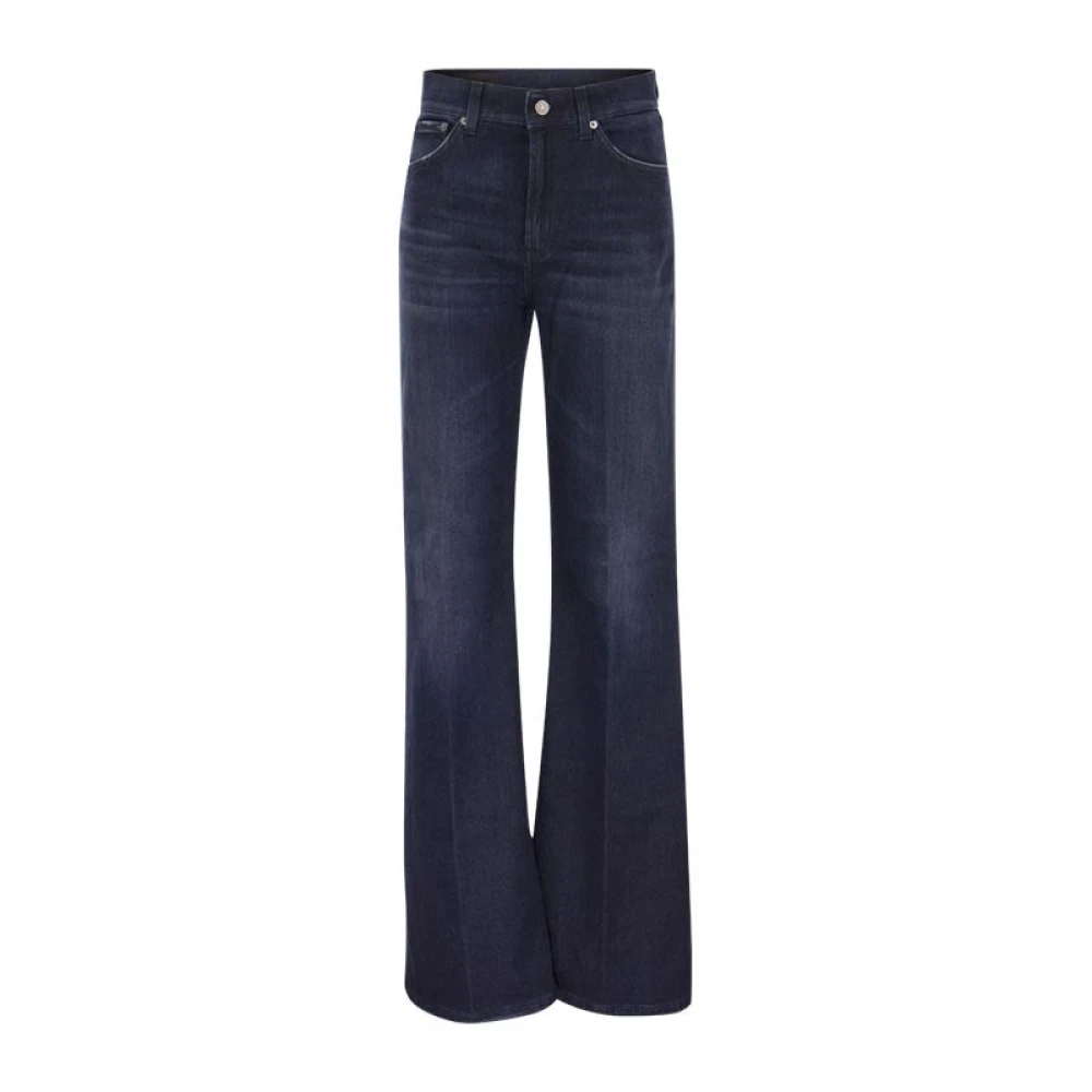 Dondup Amber Wide-leg Jeans Donkere Wing Blue Dames