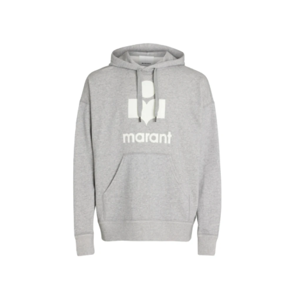 Isabel marant Logo Hoodie met Kangaroo Pocket Gray Heren