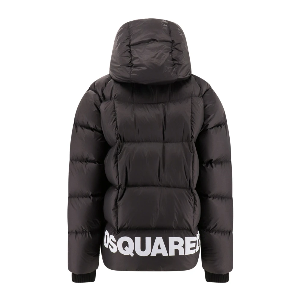 Dsquared2 Gewatteerde jas met logo print Black Heren