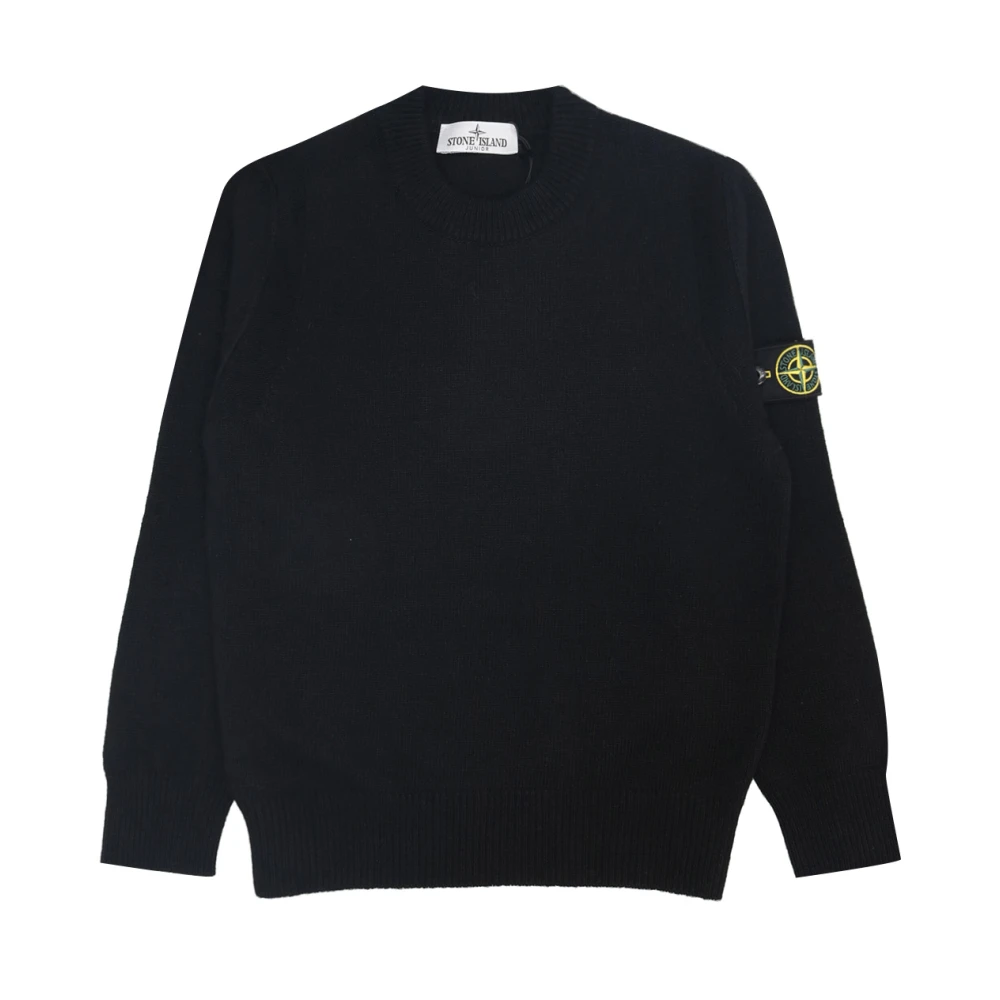 Stone Island , Kids Knitwear, Male, Black, 12 Y, Crew Neck Jumper