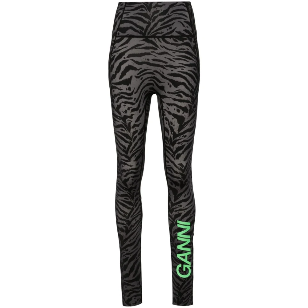 Ganni Zebra Print Leggings High-Waisted Style Multicolor, Dam