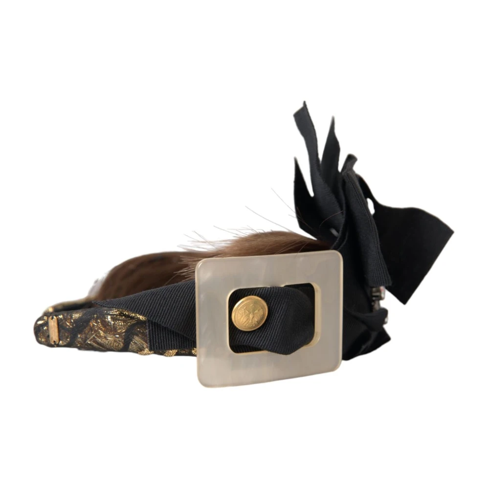 Dolce & Gabbana Kristal Knoop Haar Hoofdband met Frangia Bianca Black Dames