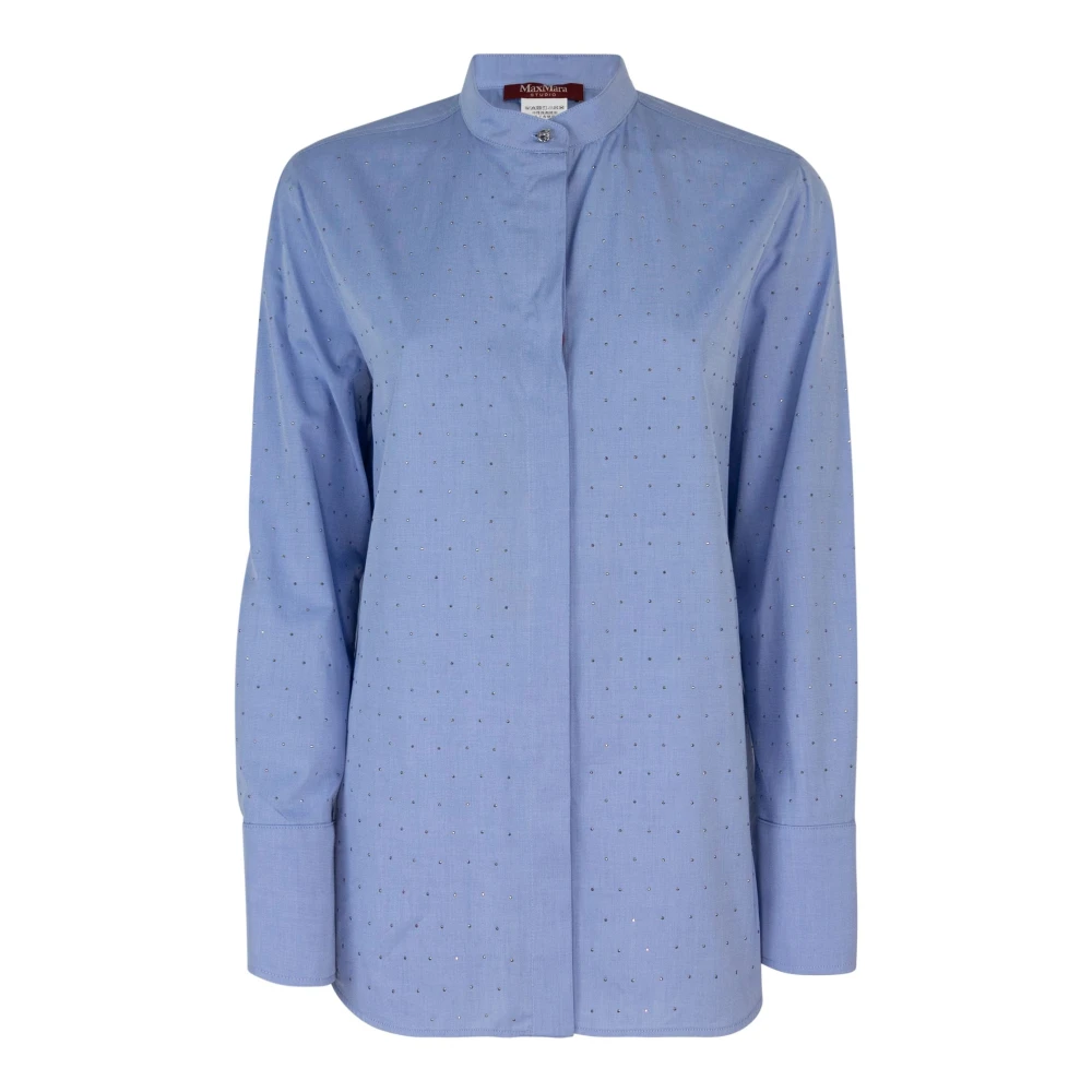 Max Mara Studio Blauwe shirt met strass details Blue Dames