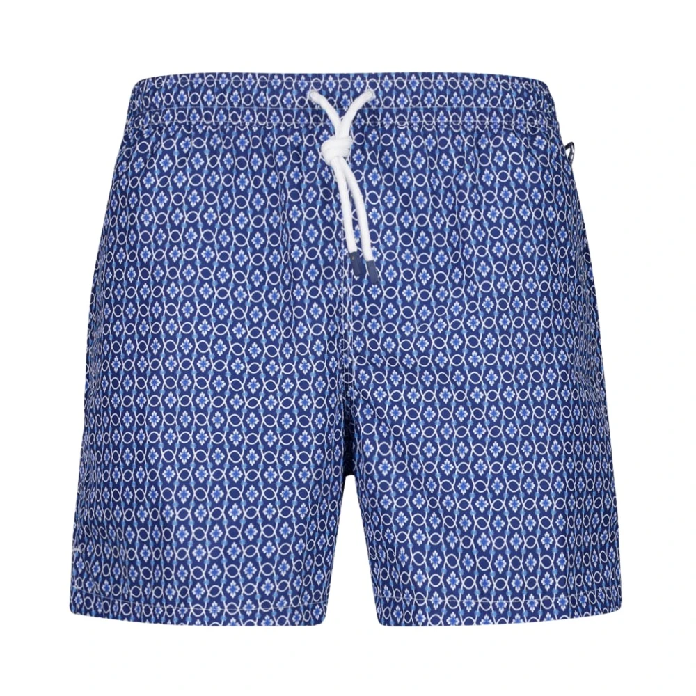 Fedeli Men's Blue Beachwear, Xl, Vintage Pattern Swim Trunk