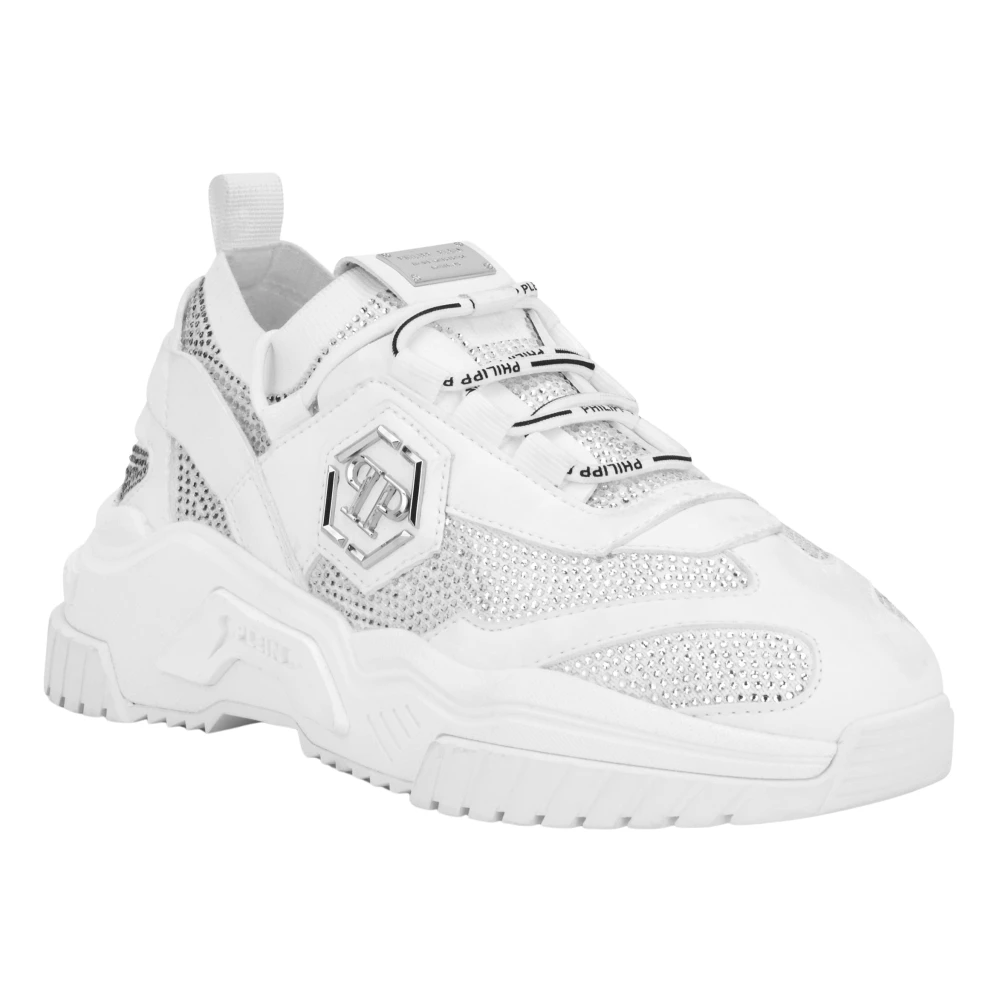 Philipp Plein Predator Strass Lage Sneakers unisex Schoenen Wit