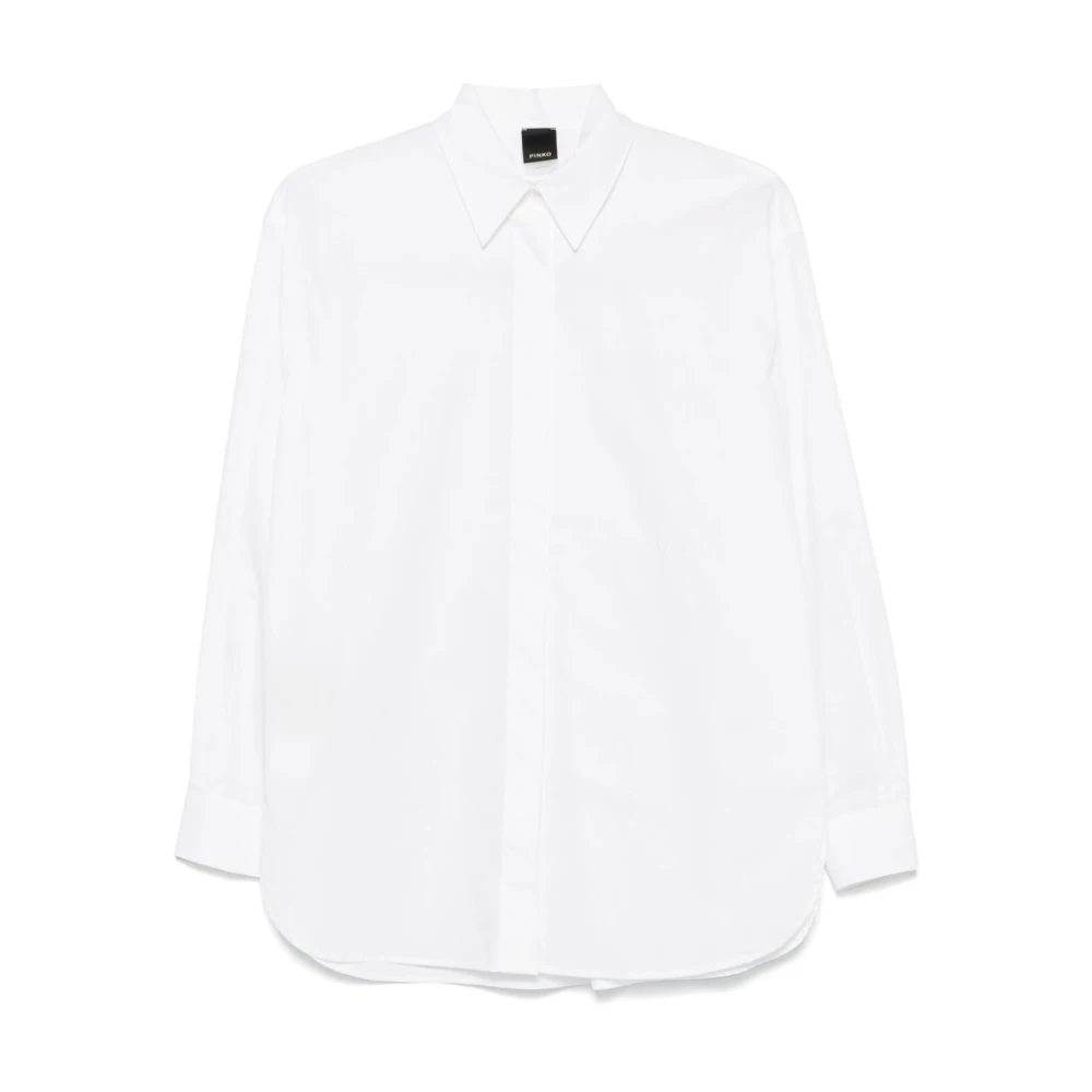Pinko Women's White Button-Up Shirt With Box-Pleat Detail