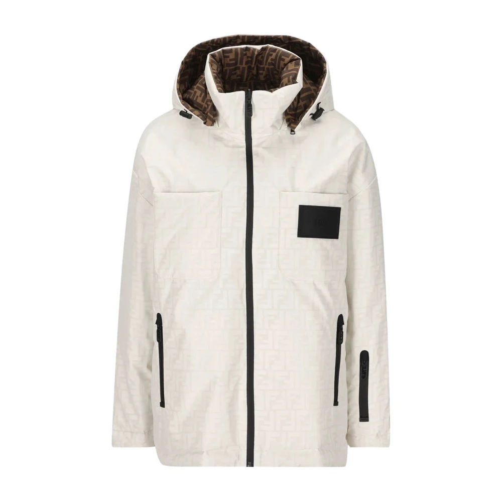 Fendi Ski-jack met Logo Double Face White Dames