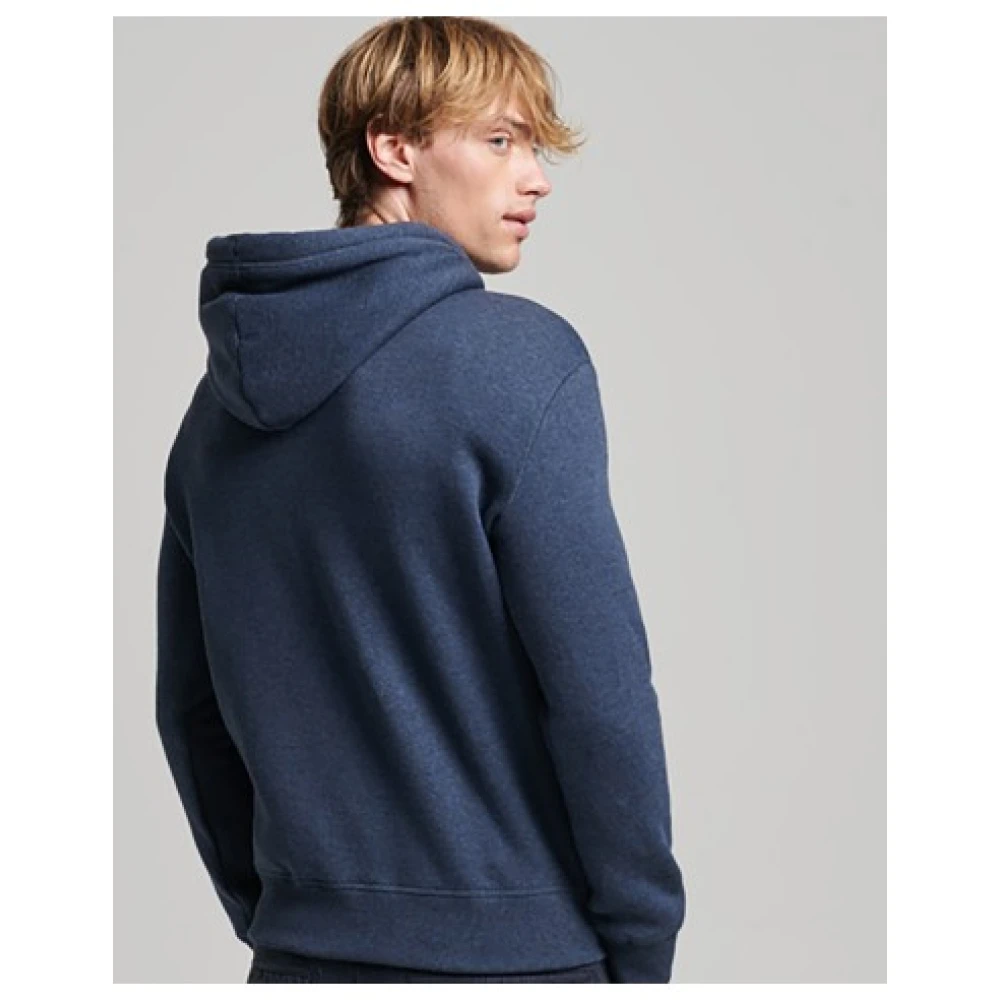 Superdry Minimalistische hoodie met geborduurd logo Blue Heren