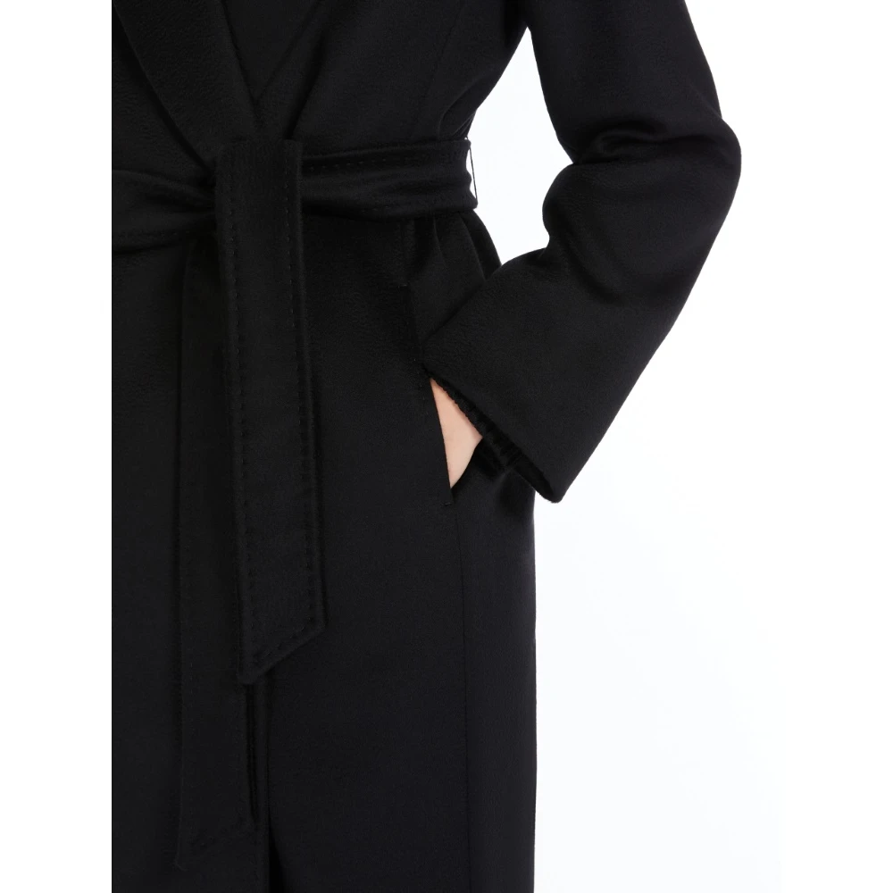 Max Mara Studio Zwarte Wol Drap Ochtendjas Jas Black Dames
