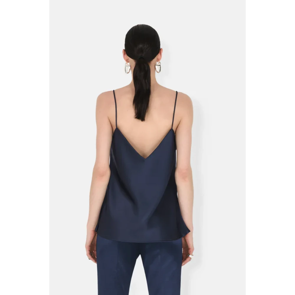 Galvan London Midnight Satin Cami Top Blue Dames