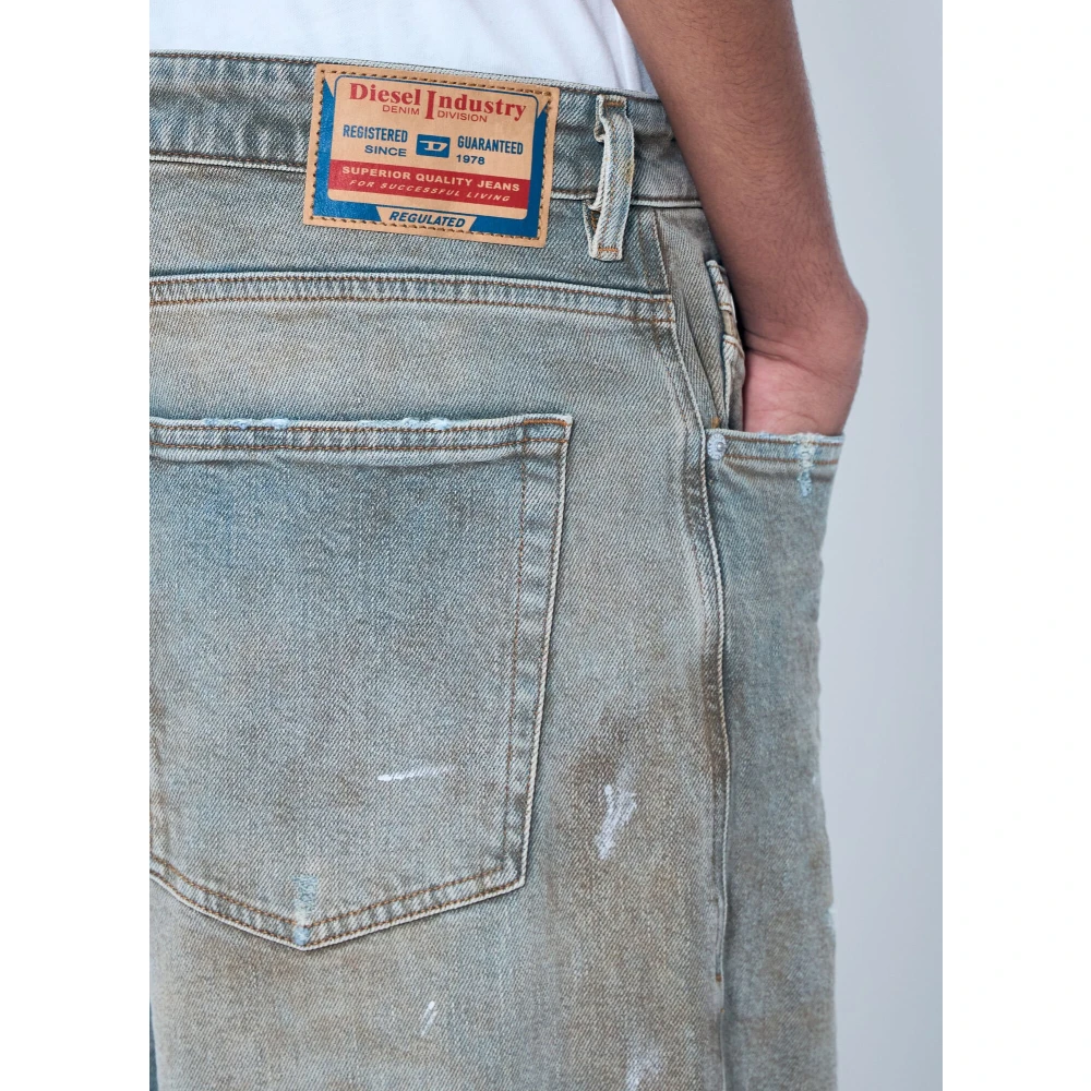 Diesel Versleten Denim Jeans met Logopatch Blue Heren