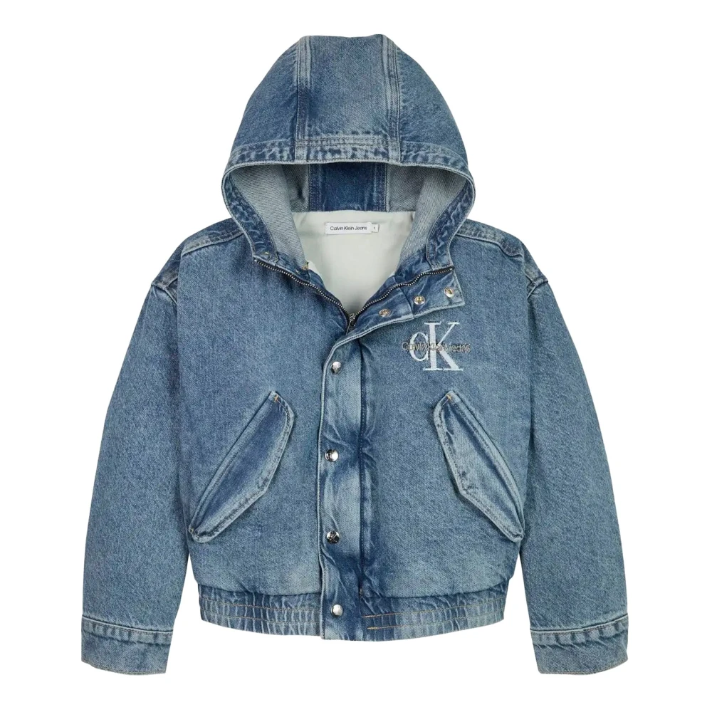 Calvin Klein Jeans Vadderad denim bomberjacka med huva Blue, Pojke