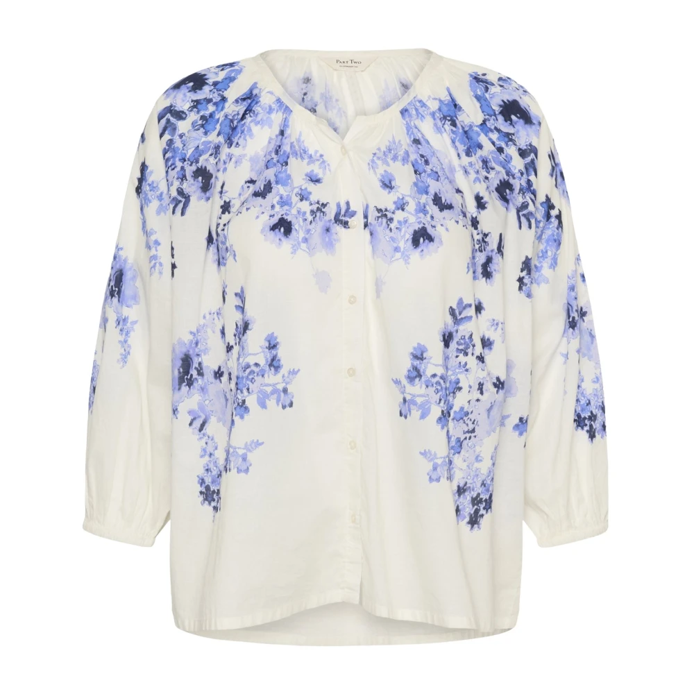 Part Two Blue Blouses, Female, L, Shadow Flower Print Blouse