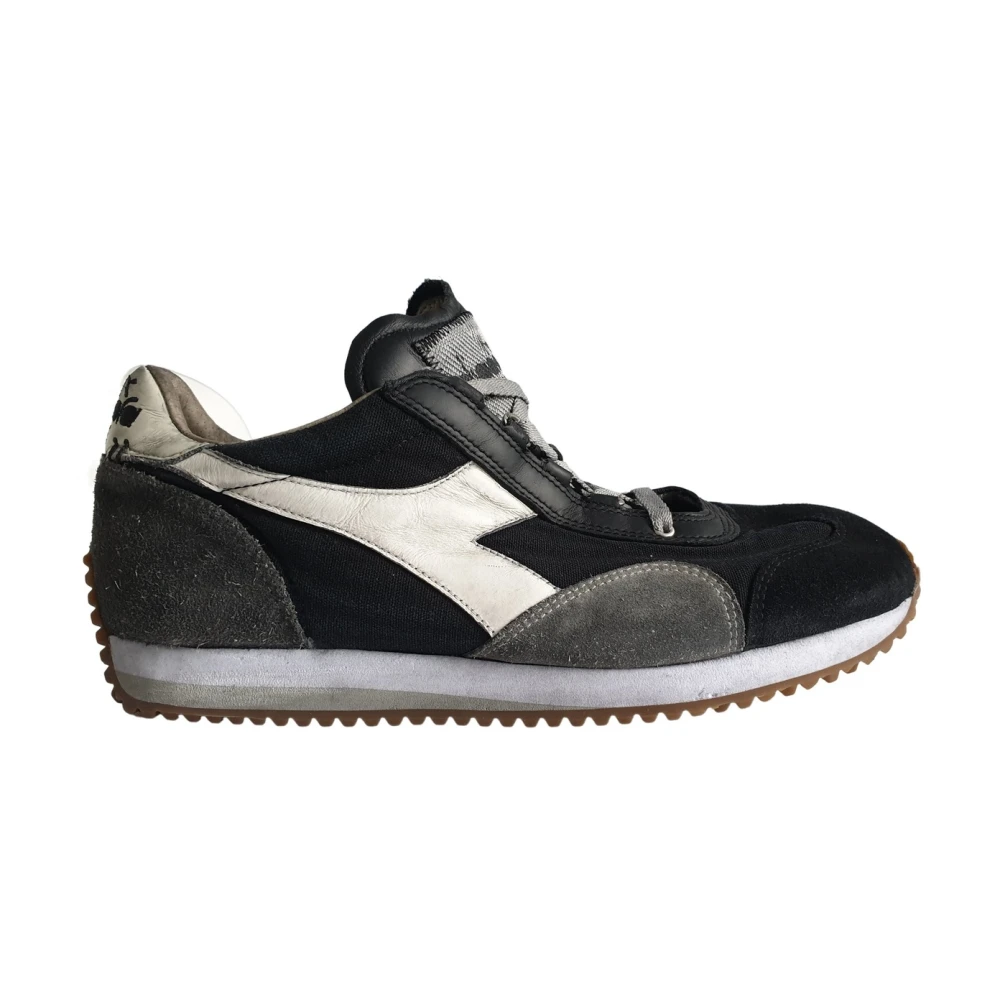 Diadora Men's Black Sneakers, 13 Uk, Stone Washed Trainers Heritage Model