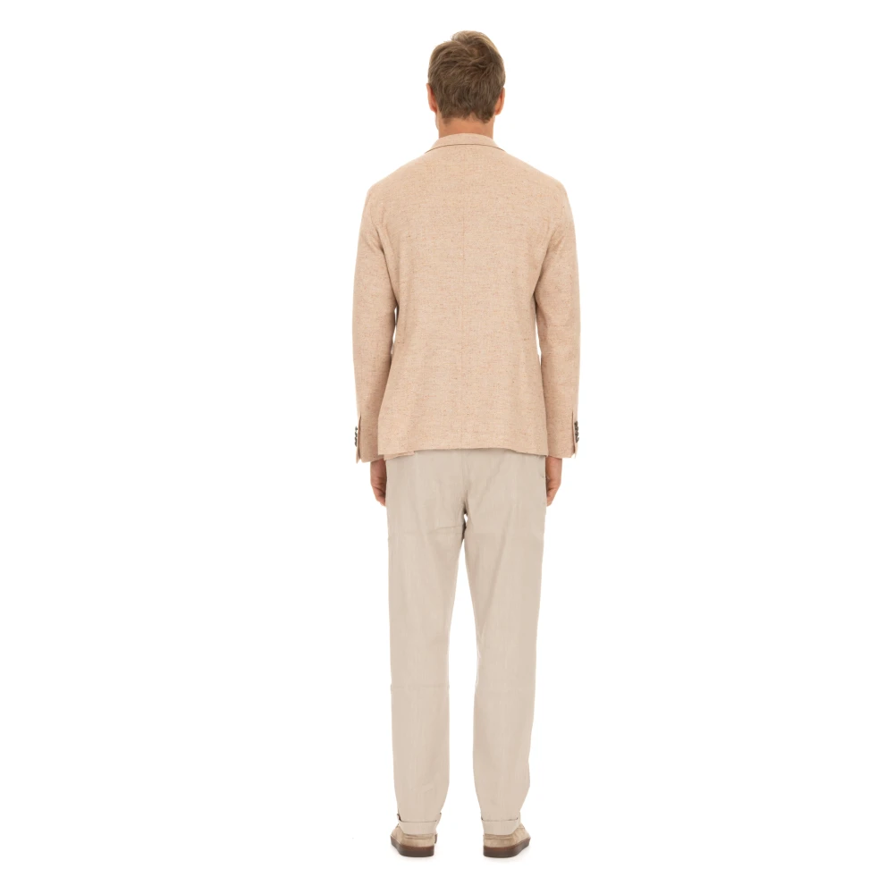 Tagliatore Italiaans Slim Fit Single-Breasted Jas Beige Heren