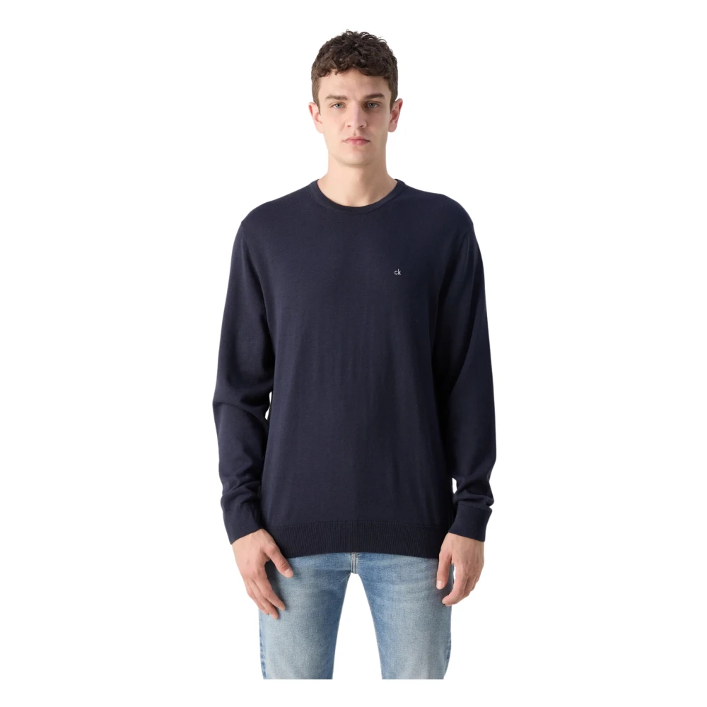 Calvin Klein Blauwe Trui Moderne Stijl Biologisch Katoen Blue Heren