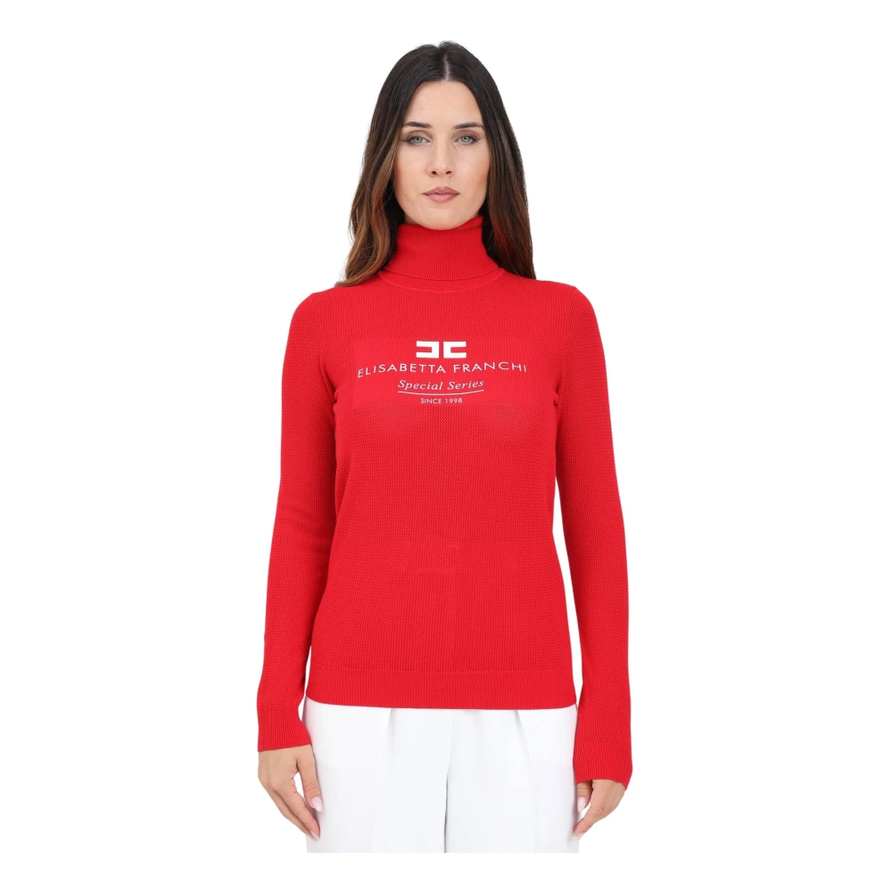 Elisabetta Franchi Rode coltrui met logo detail Red Dames