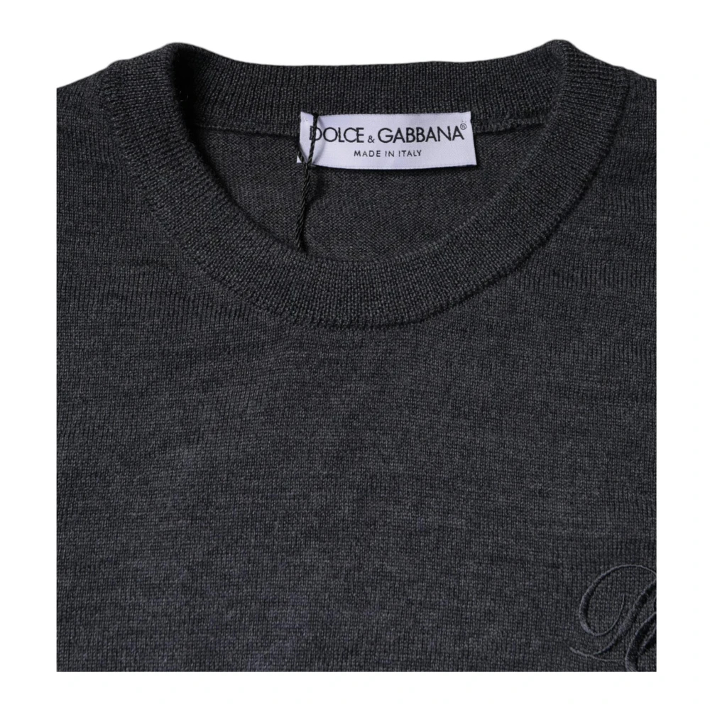 Dolce & Gabbana Donkergrijze Wol Crew Neck Sweater Gray Heren