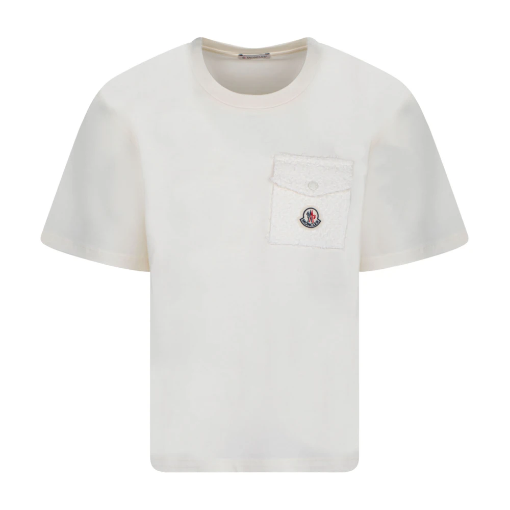 Moncler Tweed Pocket White T-Shirt White Dames