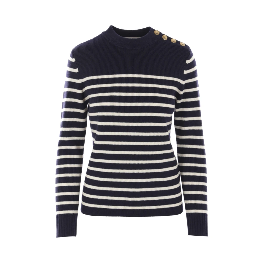 Chloé Gestreepte Wol Kasjmier Pullover Sweater Blue Dames