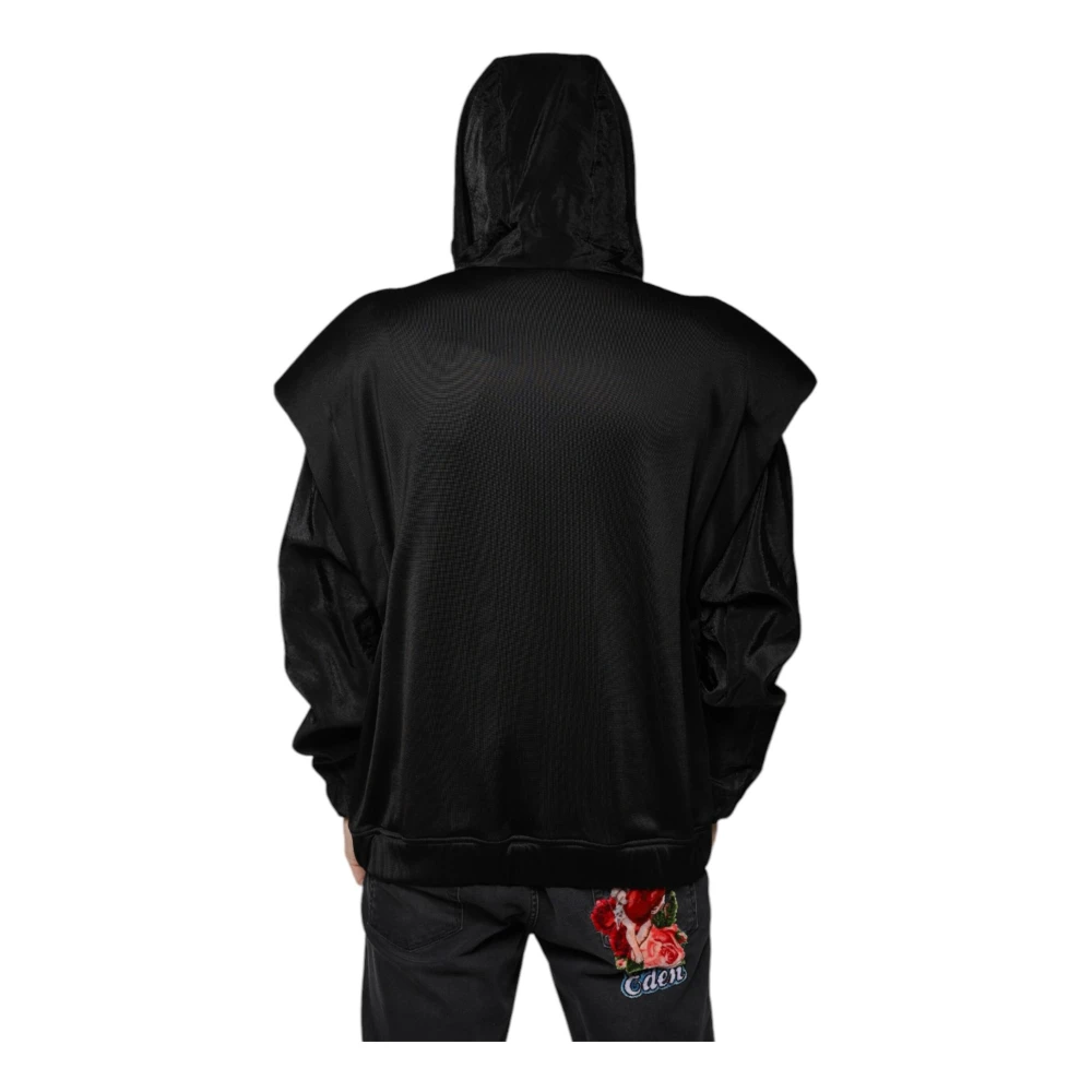 Dolce & Gabbana Zwarte Logo Hooded Bomberjack Black Heren