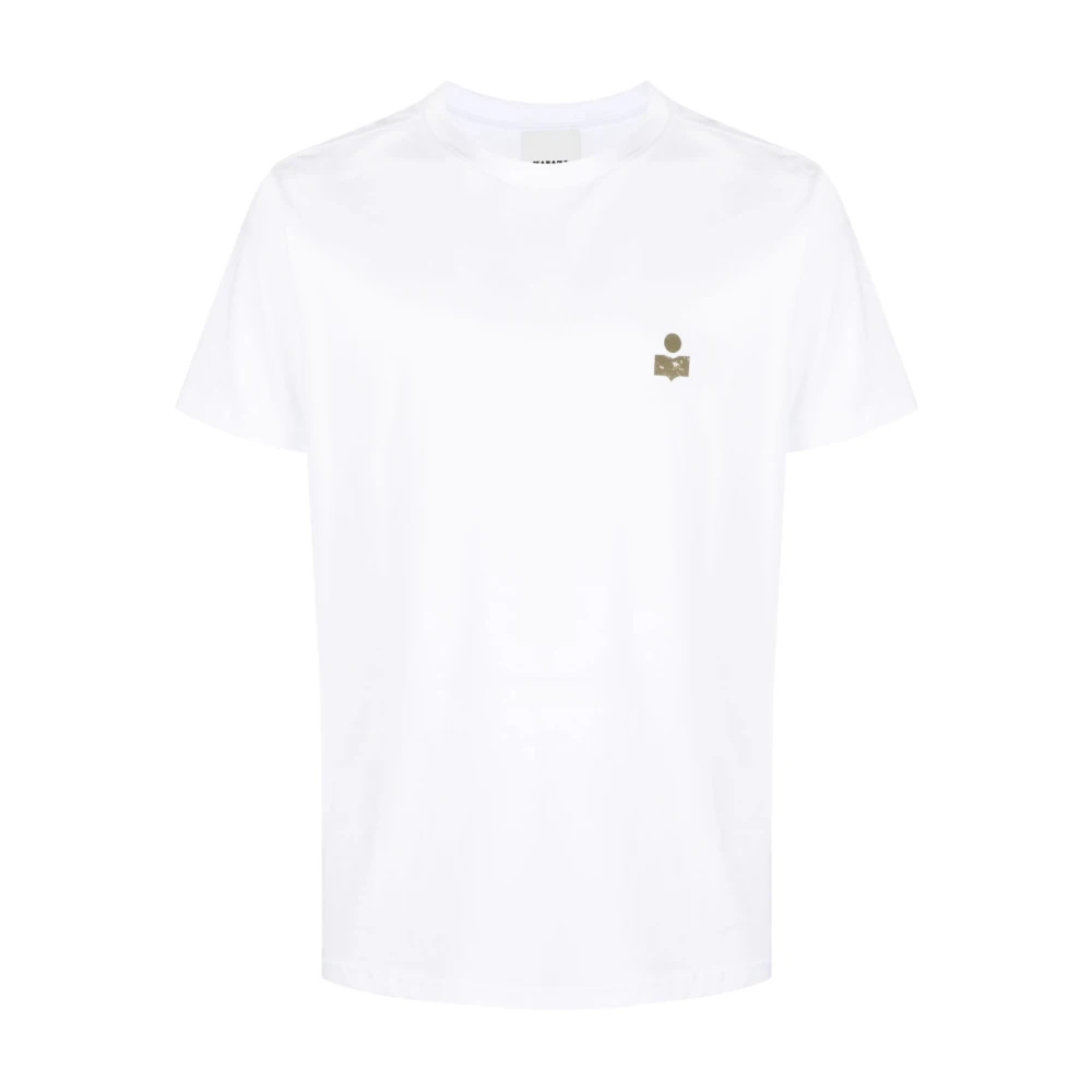 Isabel marant Witte Katoenen T-shirt met Contrasterend Logo White Heren