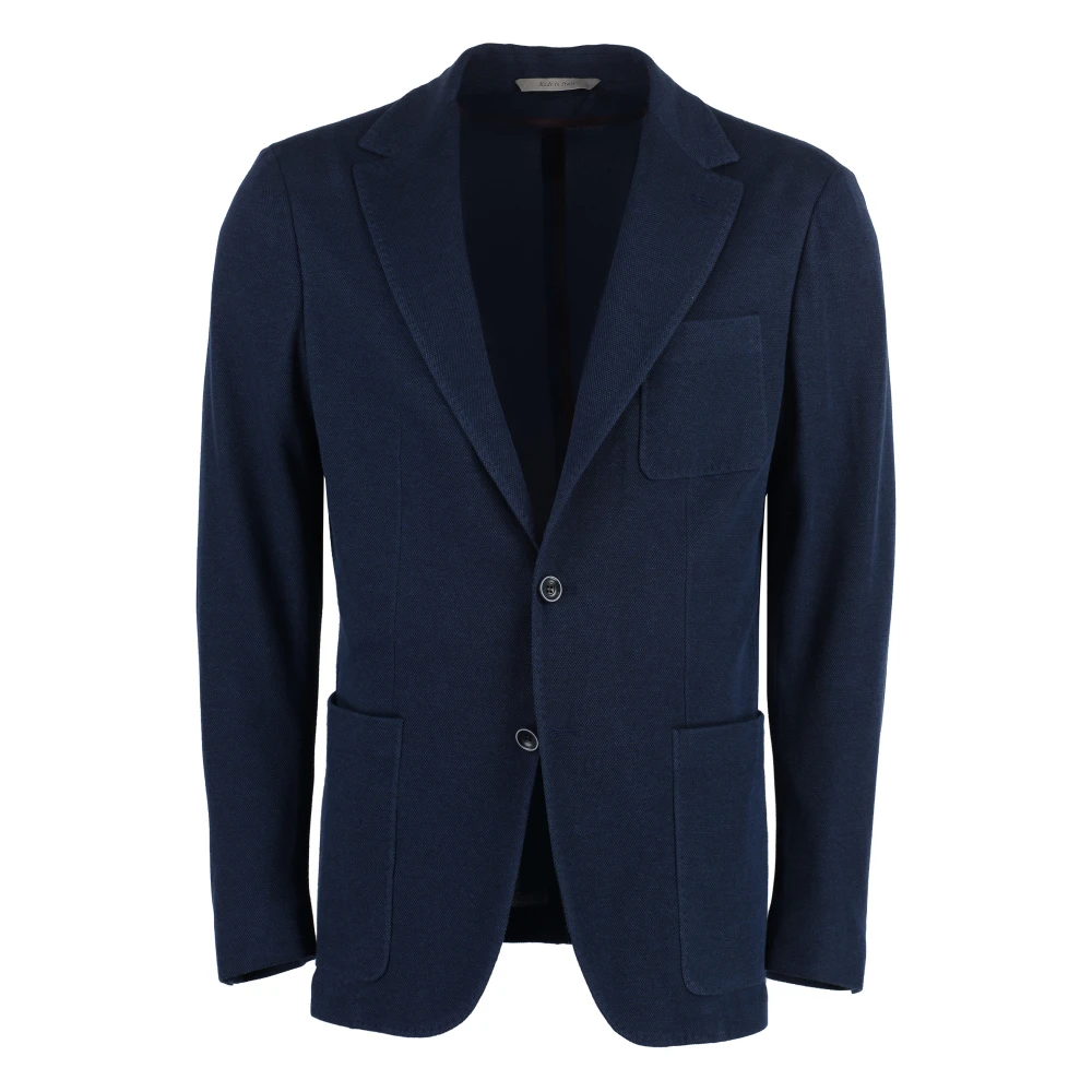 Canali Gebreide blazer met reverskraag Blue Heren