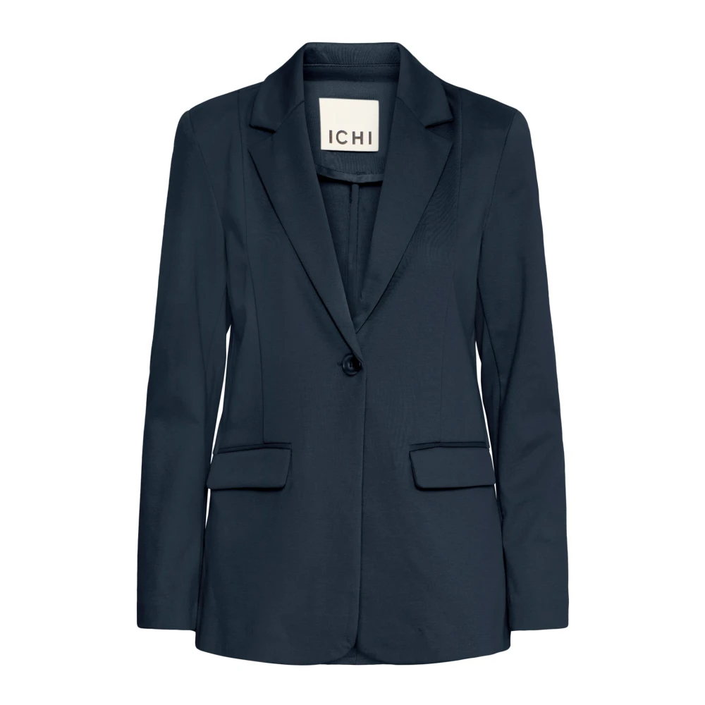 Ichi Women's Blue Elegant Long Blazer Total Eclipse - Blazers - Xs - Jackets