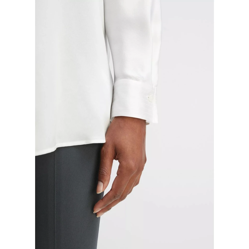 Vince Zijden satijnen blouse met opstaande kraag White Dames