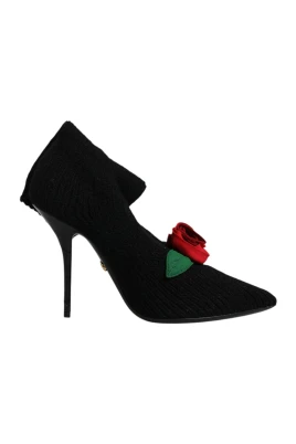 Svarta Stilettohäls Mid Calf Stövlar