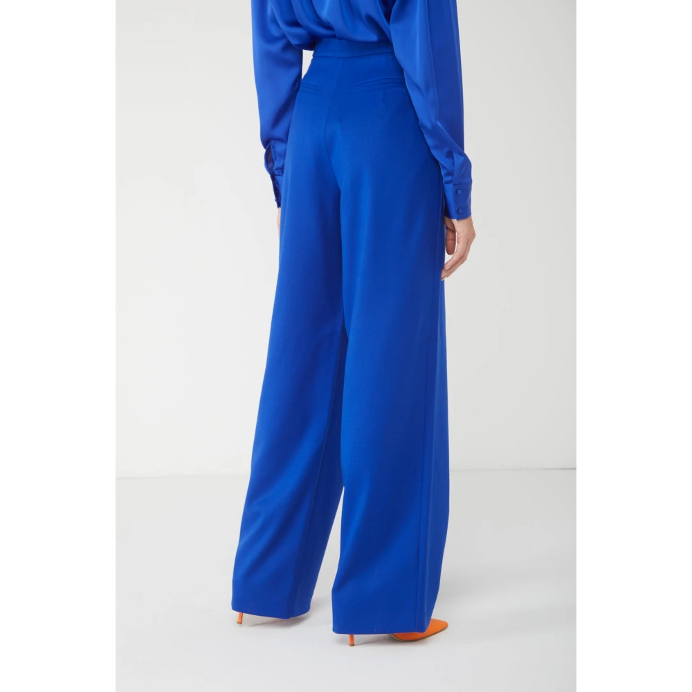 Nineminutes Wijde pijpen wollen broek elektrisch blauw Blue Dames