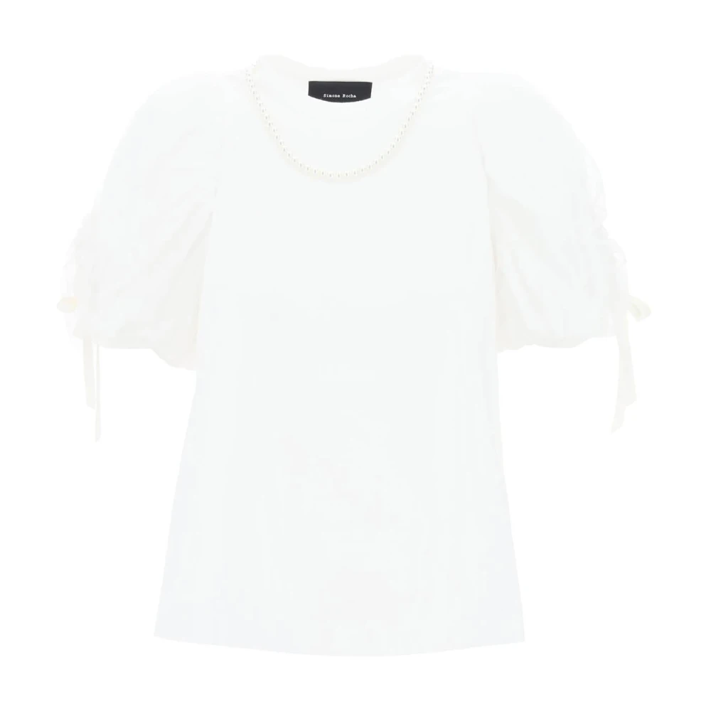 Simone Rocha T-shirt met pofmouwen en satijnen strikjes White Dames