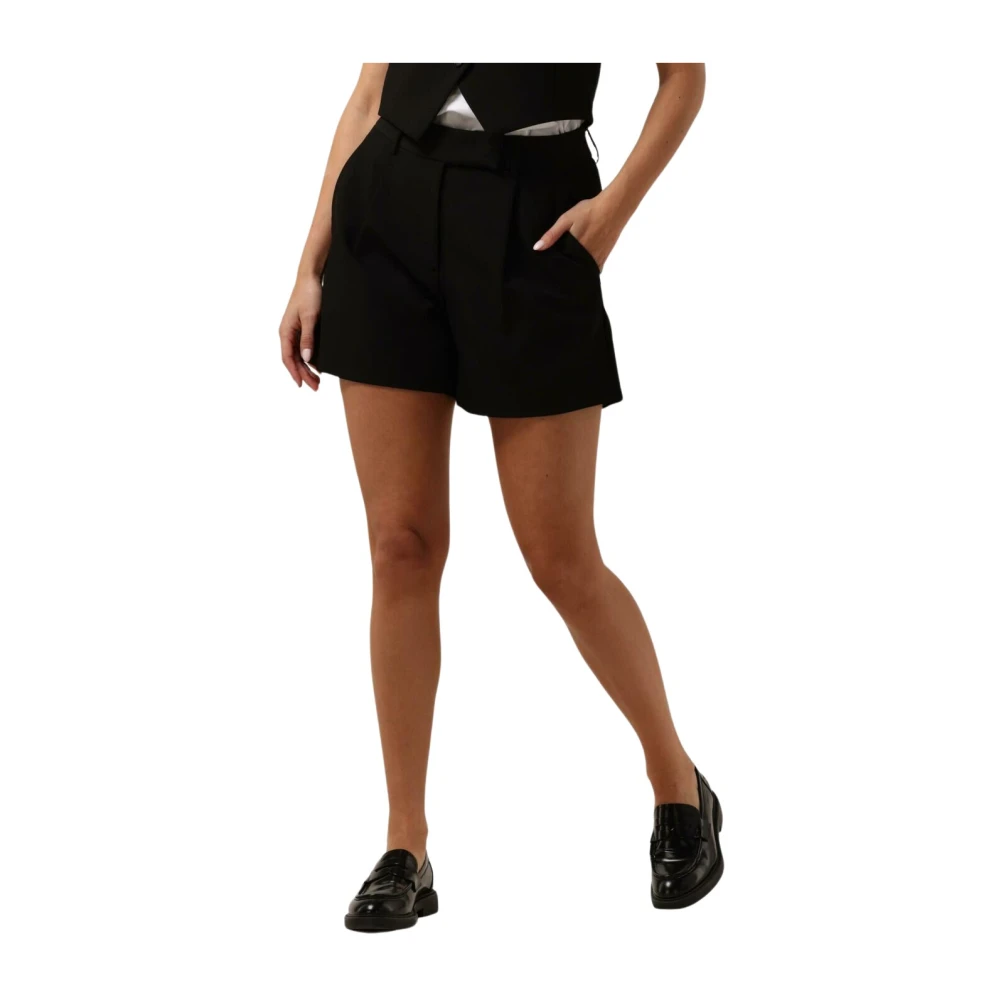 Co'Couture Zwarte Cropped Plooi Shorts Black Dames