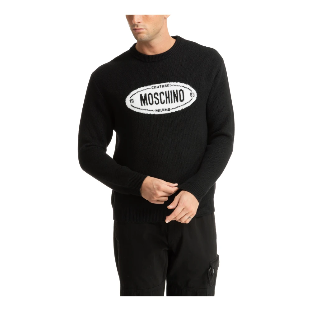 Moschino Abstract Logo Geborduurde Trui Black Heren