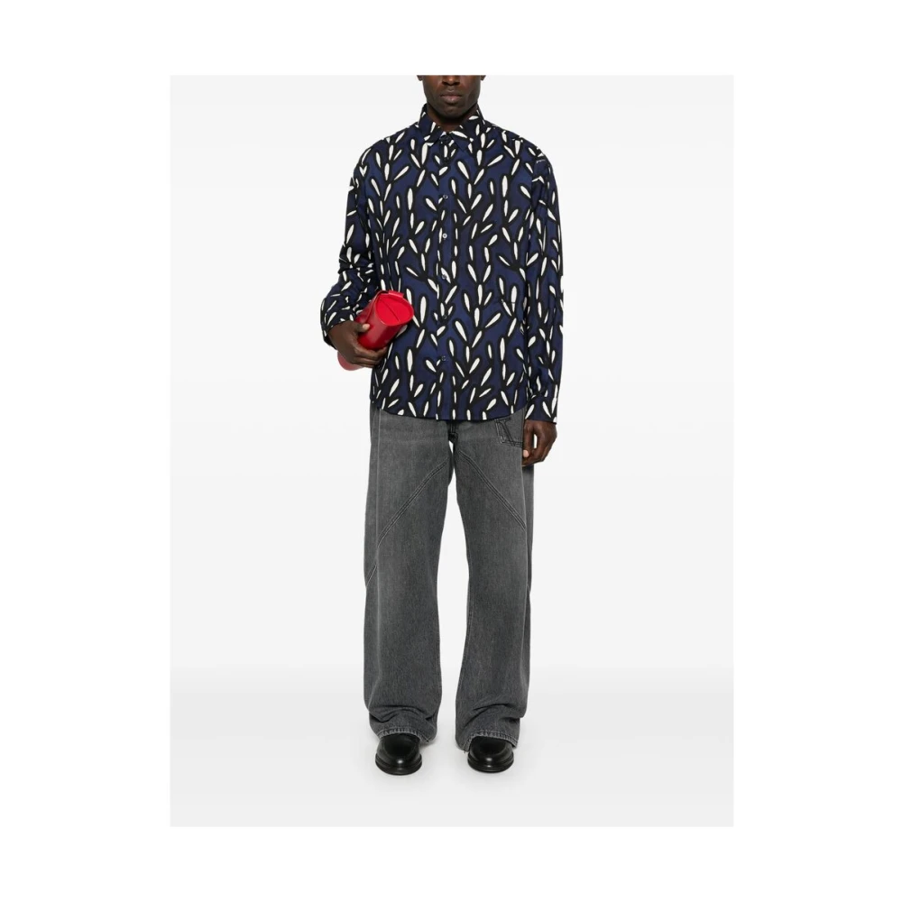 Jacquemus Grafische Print Oxford Blauw Overhemd Blue Heren