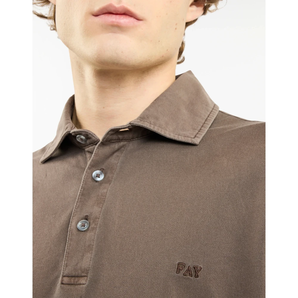 Fay Bruine T-shirts en Polos Brown Heren
