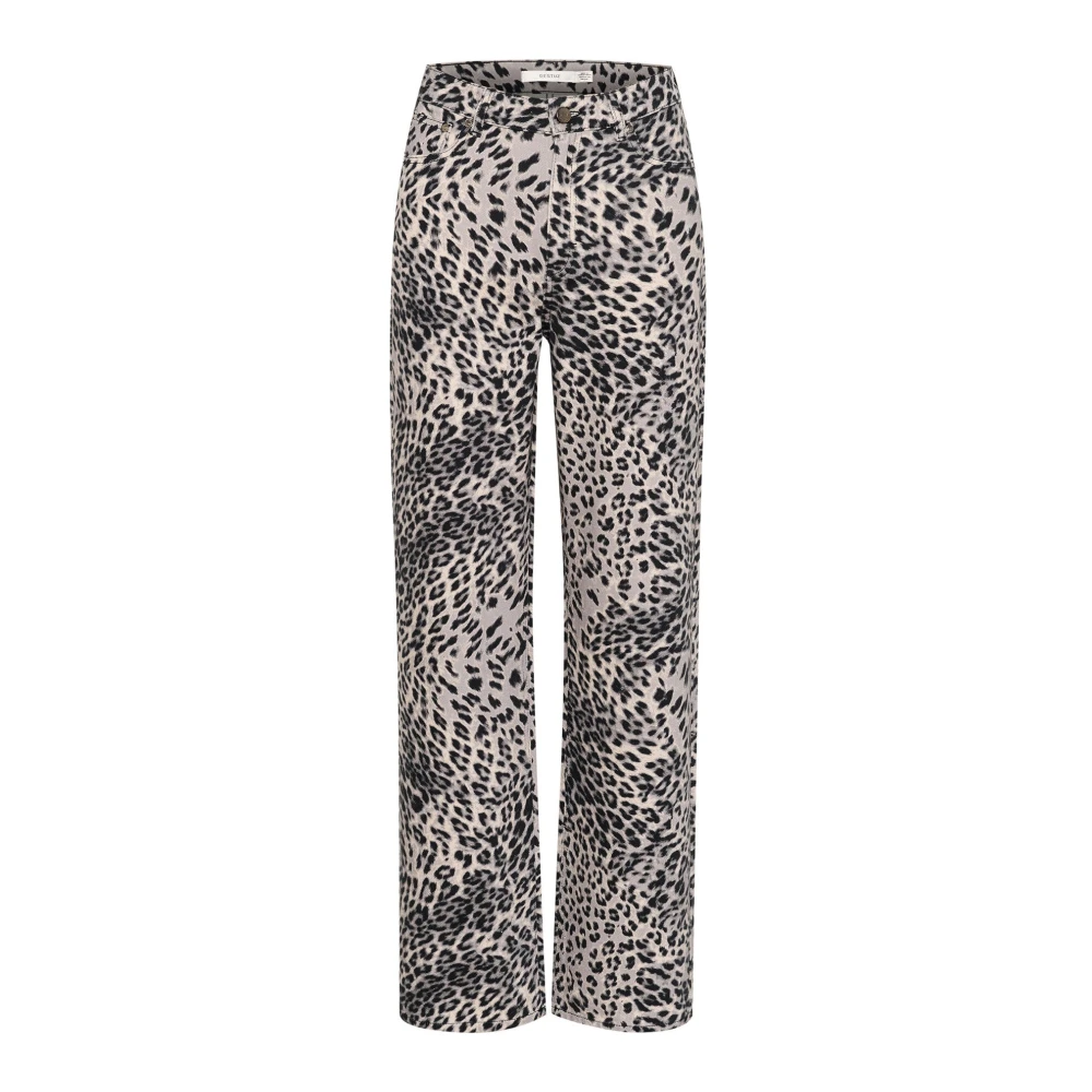 Gestuz Multicolor Straight Fit Jeans, Female, W27, Wide Jeans Grey Leopard