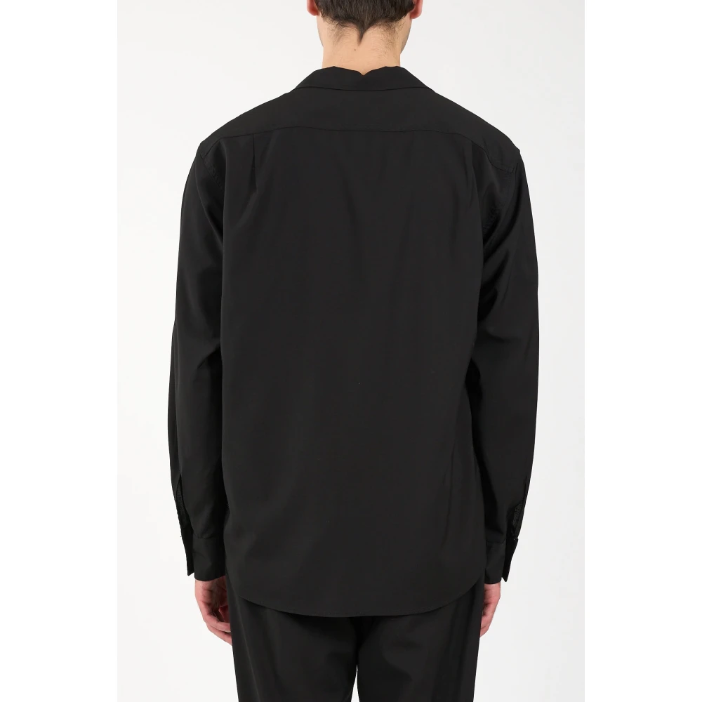 Mauro Grifoni Wollen overhemd met knoopsluiting Black Heren