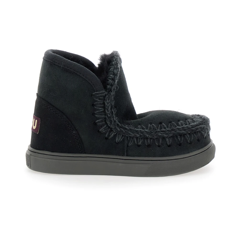 Mou Girls Black Kids Boots, 32 Eu, Leather Ankle Eskimo Boots