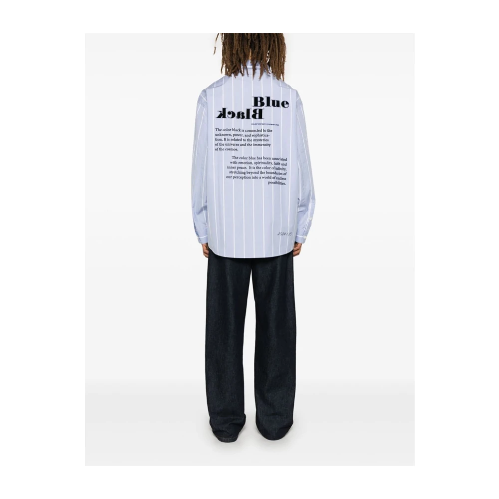 Emporio Armani Gestreept Knoopshirt Grijs Blue Heren