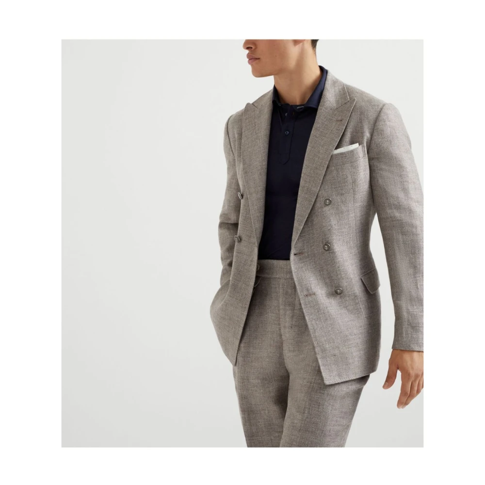 BRUNELLO CUCINELLI Blauw Poloshirt met Gelaagde Details Blue Heren