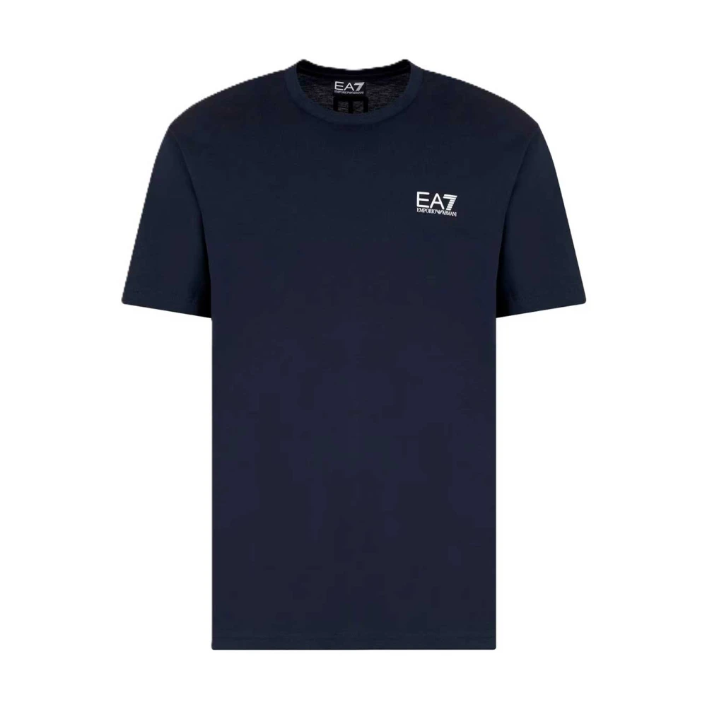 Emporio Armani Ea7 Herr Blå Toppar S, Bomull, Logo T-Shirt Bomull Elastan
