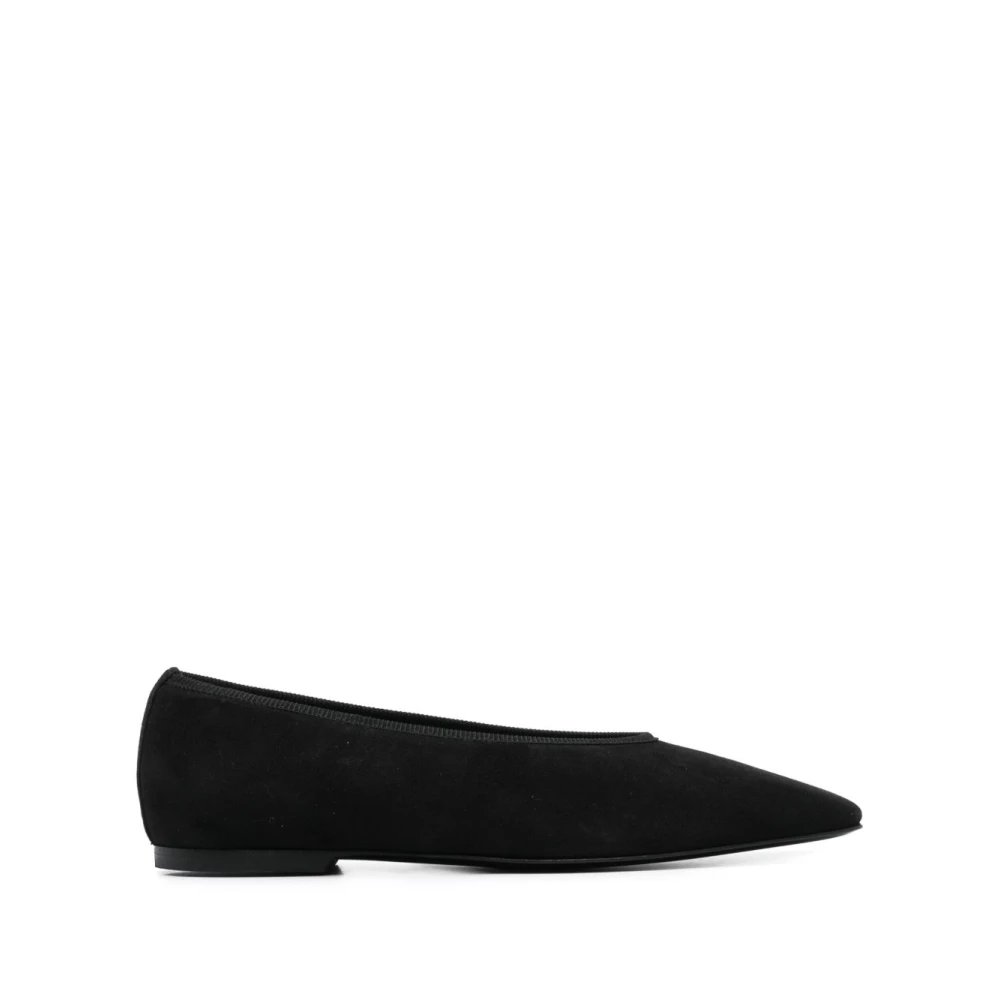 Totême Minimalist Suede Ballerinas - Female - Ballerina Shoes - Black - 6 Uk - Shoes