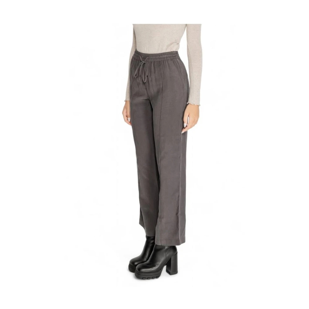 Jacqueline de Yong Grijze Viscose Wijde Broek Gray Dames