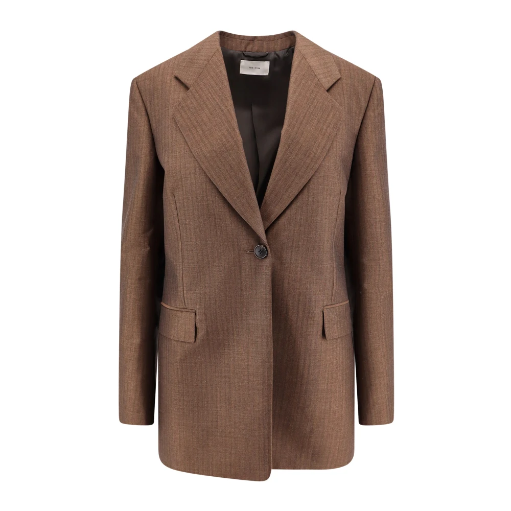 The Row Mohair Wol Blazer met Enkele Knoop Brown Dames