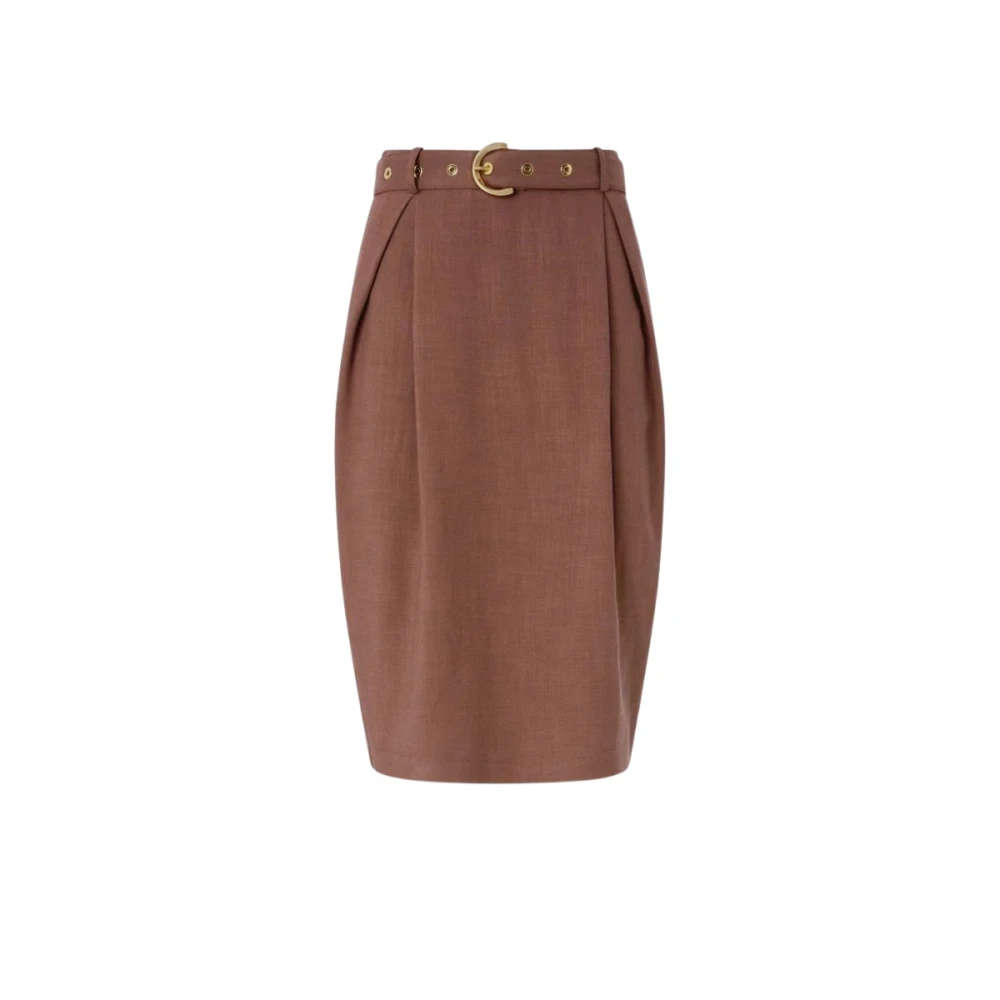 Pinko Women's Brown Short Skirts, S, Longuette Pencil Skirt