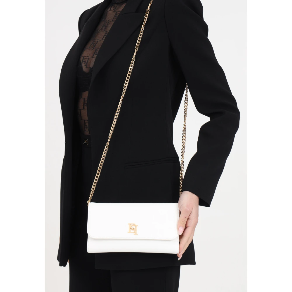 Elisabetta Franchi Ivoor Portemonneetas met Schouderband White Dames