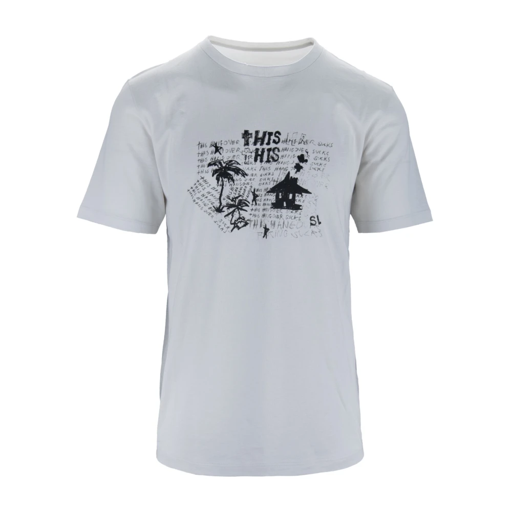 Saint Laurent T-shirt met grafische print van katoen met ronde hals White Heren
